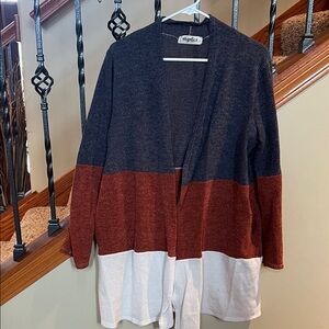 Haptics Colorblock Open-Front Cardigan - Navy, Rust, White